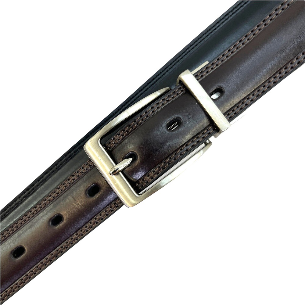 Perry Ellis Mens 42‎ Belt Brown Buckle Reversible Manmade Material Dress Belt